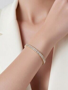 NWT 6"  CZ Tennis Bracelet in gold tone